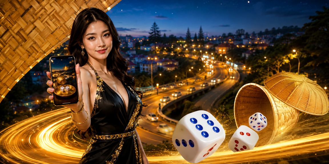 Xúc xắc tài xỉu và nón lá Đà Lạt minh họa cơ chế vòng cược trong game